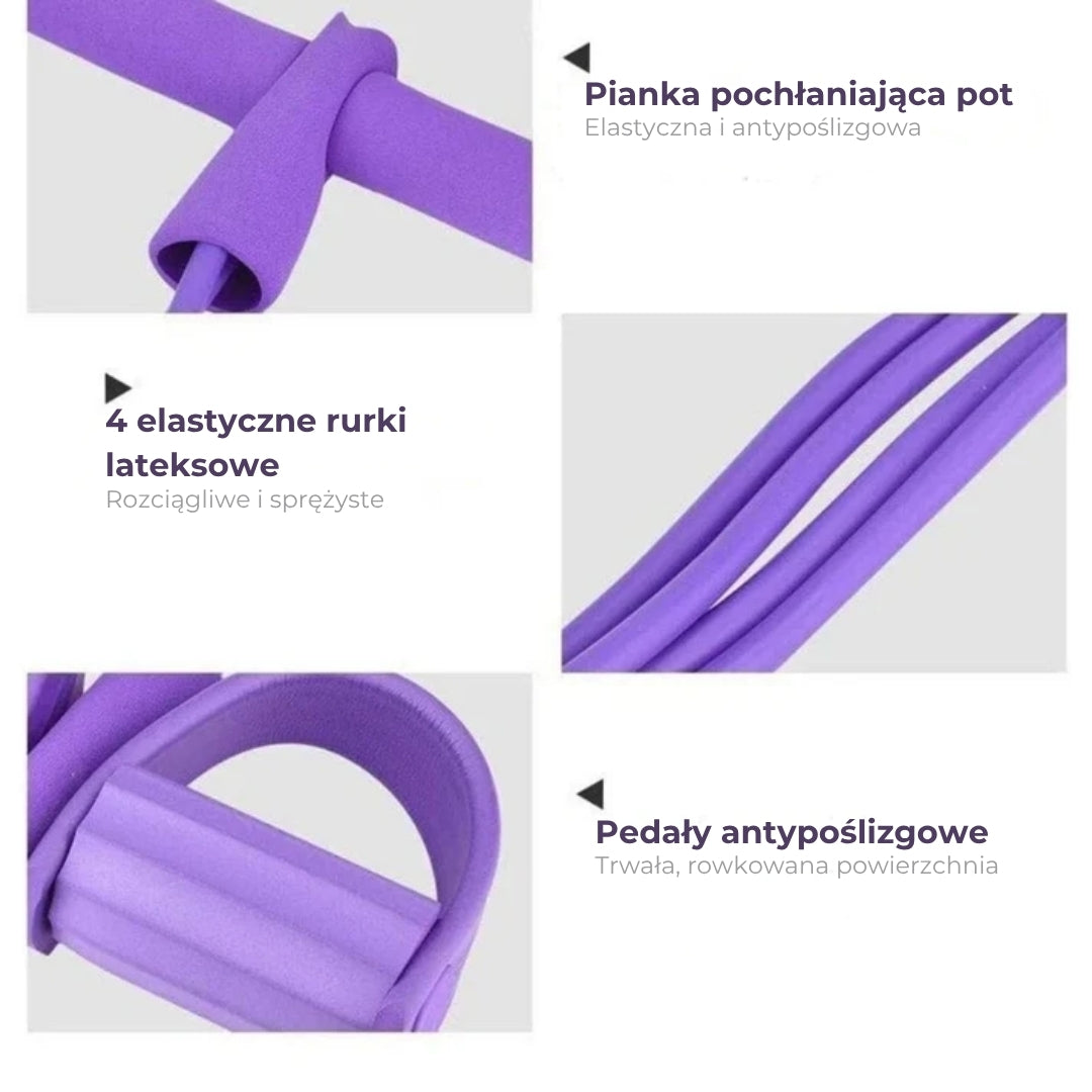 Rurkowe taśmy oporowe do ćwiczeń z uchwytami na stopy