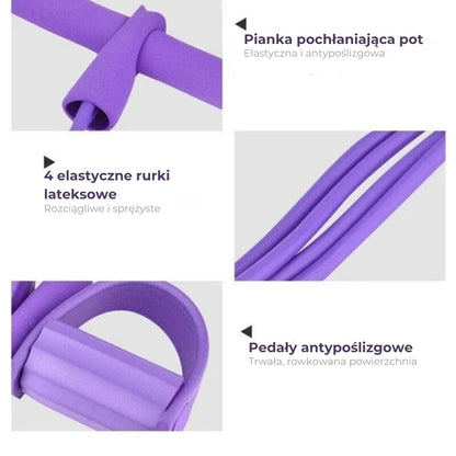 Rurkowe taśmy oporowe do ćwiczeń z uchwytami na stopy