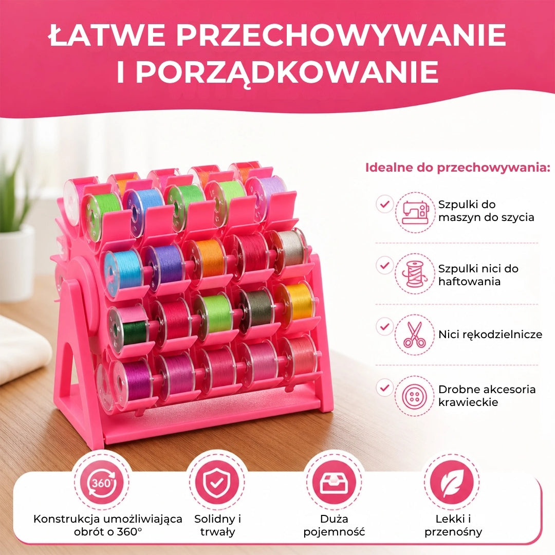 Obrotowy organizer na szpulki nici