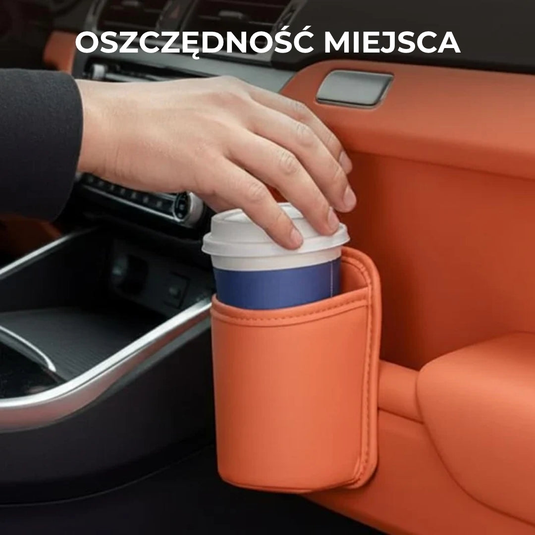 Skórzany uchwyt na kubek do samochodu 2w1