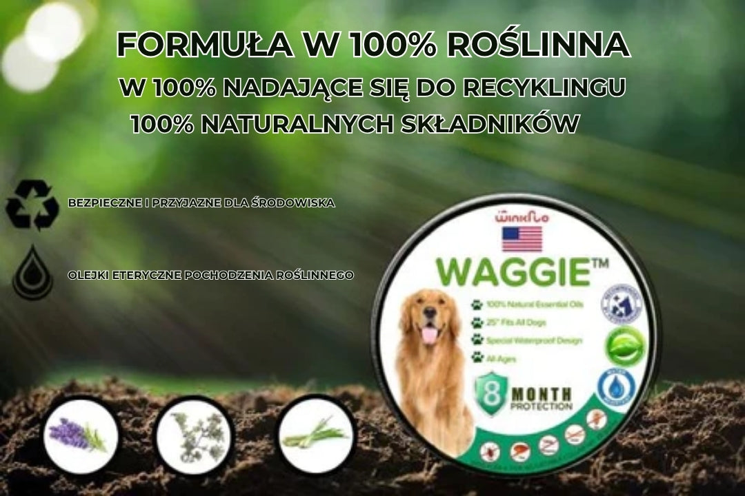 Naturalna obroża przeciw pchłom i kleszczom – Waggie™