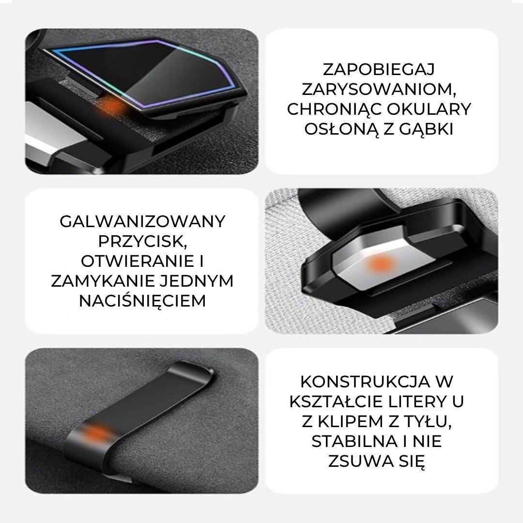 Magnetyczny uchwyt na okulary do samochodu