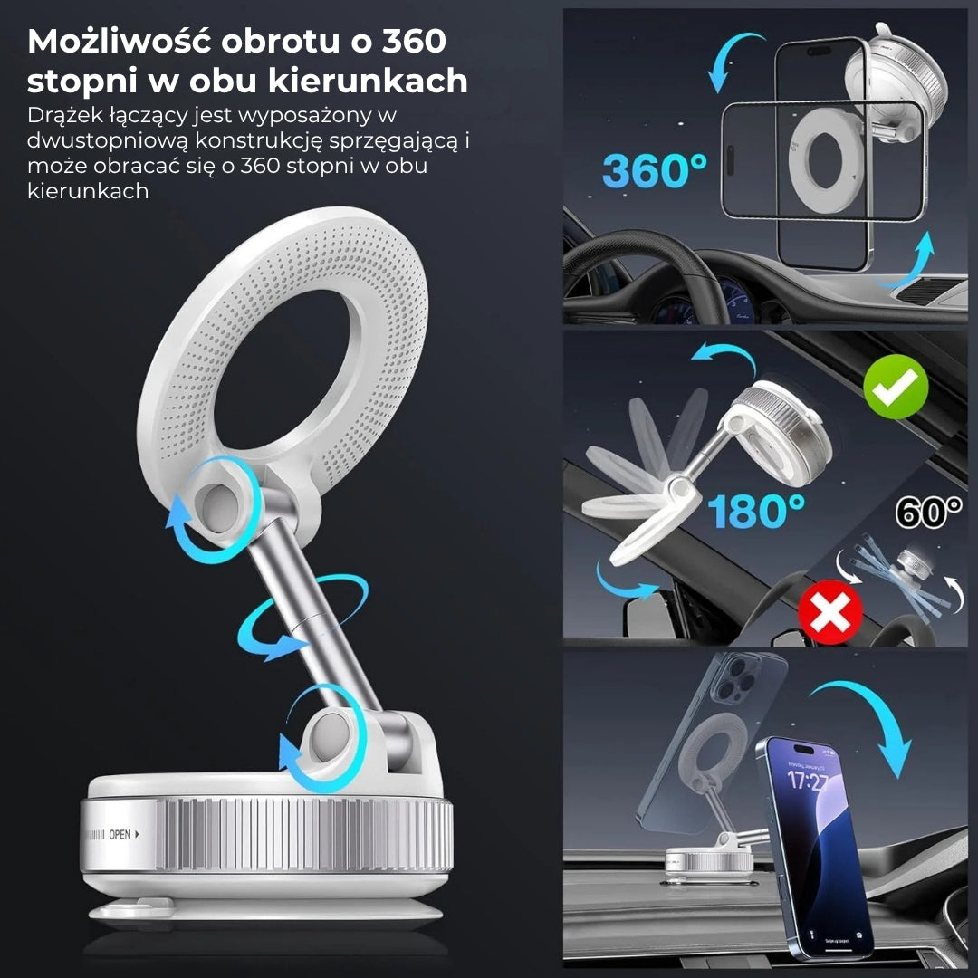 Magnetyczny uchwyt próżniowy do telefonu w samochodzie