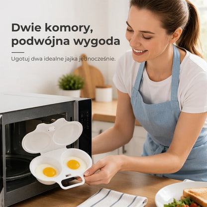Forma do gotowania jajek w kuchence mikrofalowej z pokrywką i uchwytem