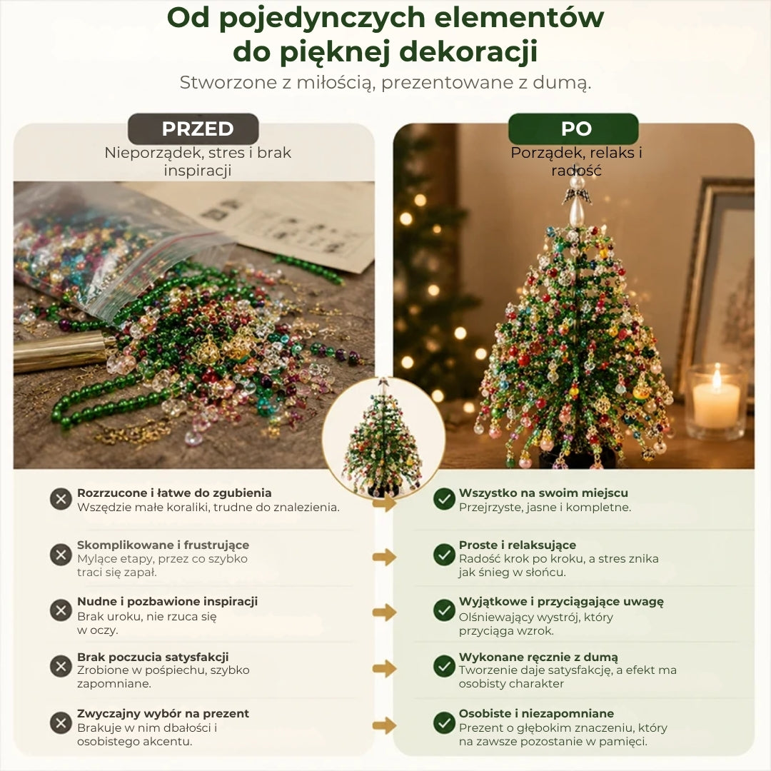 Zestaw do samodzielnego wykonania choinki z perełek