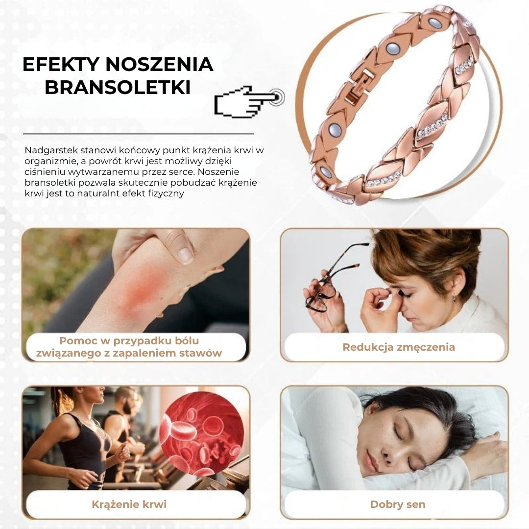 Magnetyczna bransoletka z miedzi i kryształów