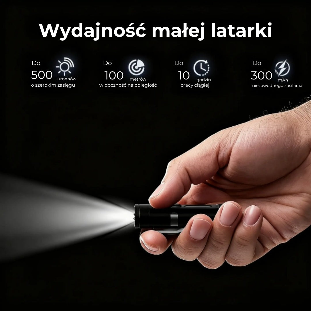 Mocna minilatarka na breloku z magnetyczną podstawą