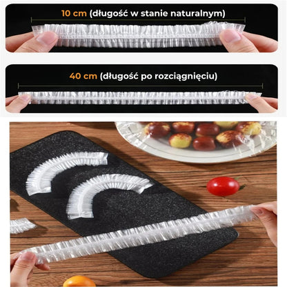 Elastyczne pokrowce do przechowywania żywności wielokrotnego użytku (100 szt.)