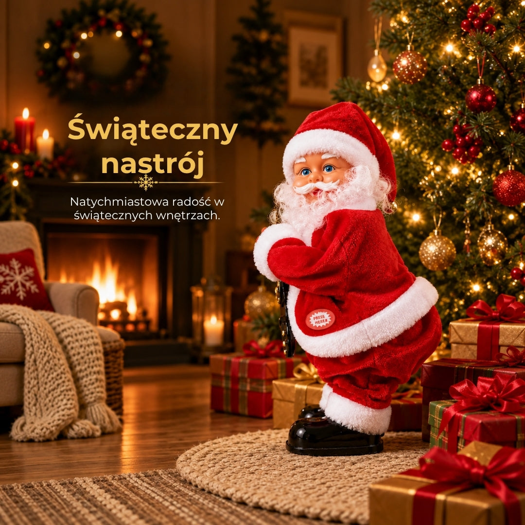 Tańczący Święty Mikołaj z muzyką