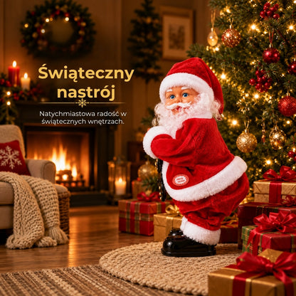 Tańczący Święty Mikołaj z muzyką