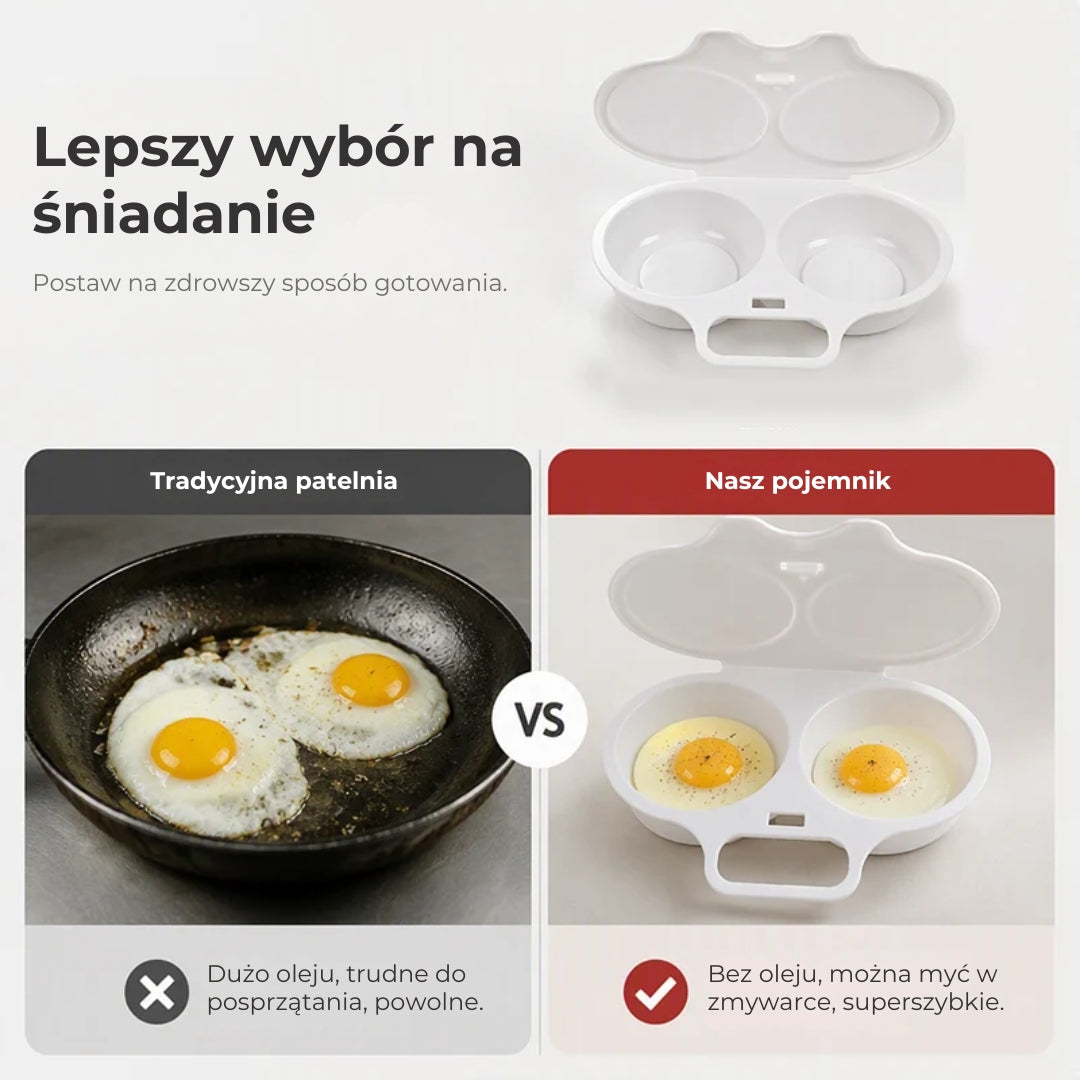 Forma do gotowania jajek w kuchence mikrofalowej z pokrywką i uchwytem
