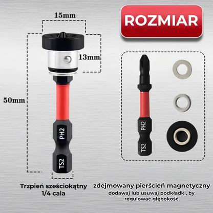 Magnetyczne końcówki ze stali S2 z ogranicznikiem głębokości