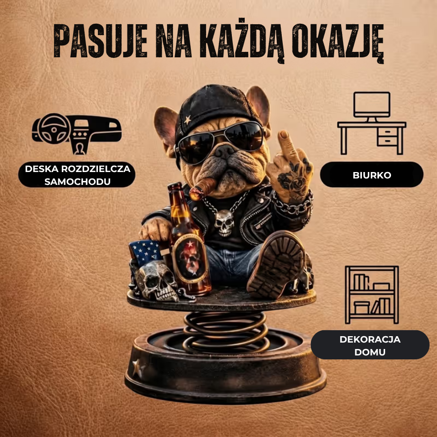 Odważna ozdoba na deskę rozdzielczą z buldogiem