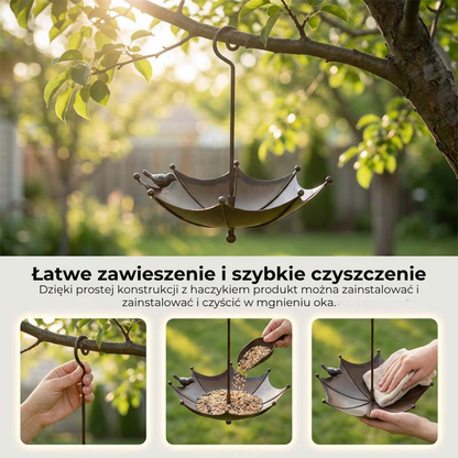 Wisząca karmnik dla ptaków w kształcie parasola