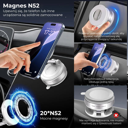Magnetyczny uchwyt próżniowy do telefonu w samochodzie