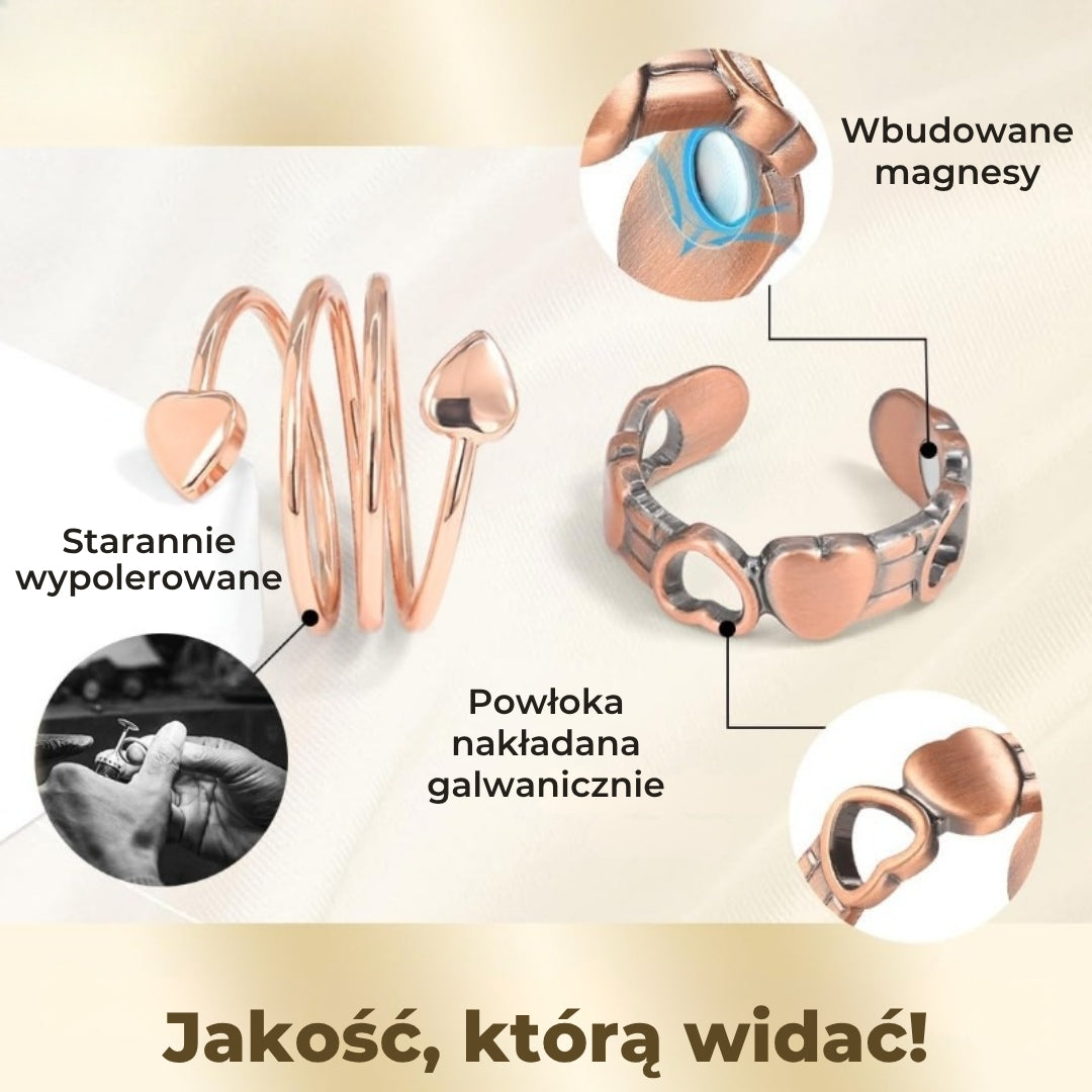Regulowany pierścionek wellness Koperen z magnesami
