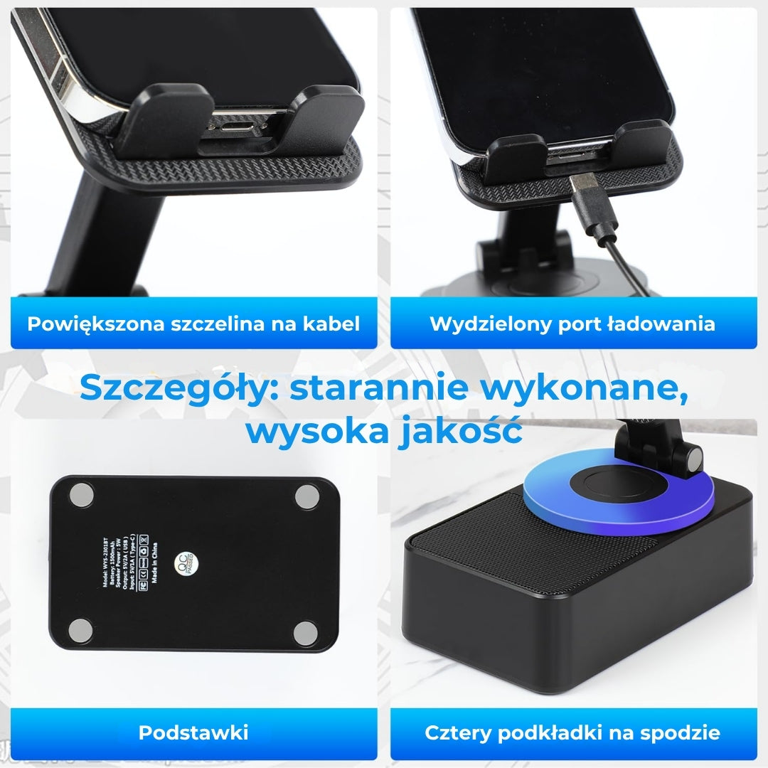 Składany statyw do głośników 3 w 1 z wbudowanym powerbankiem