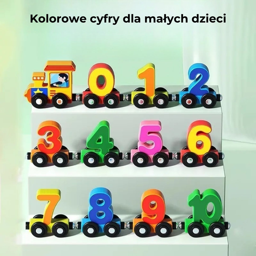 Magnetyczny zestaw pociągu z cyframi
