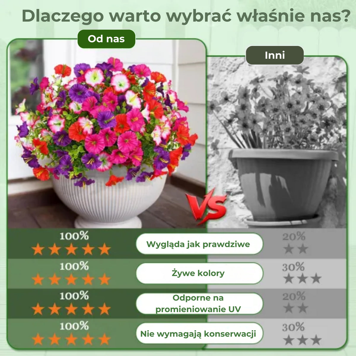Bukiet sztucznych petunii odpornych na promieniowanie UV