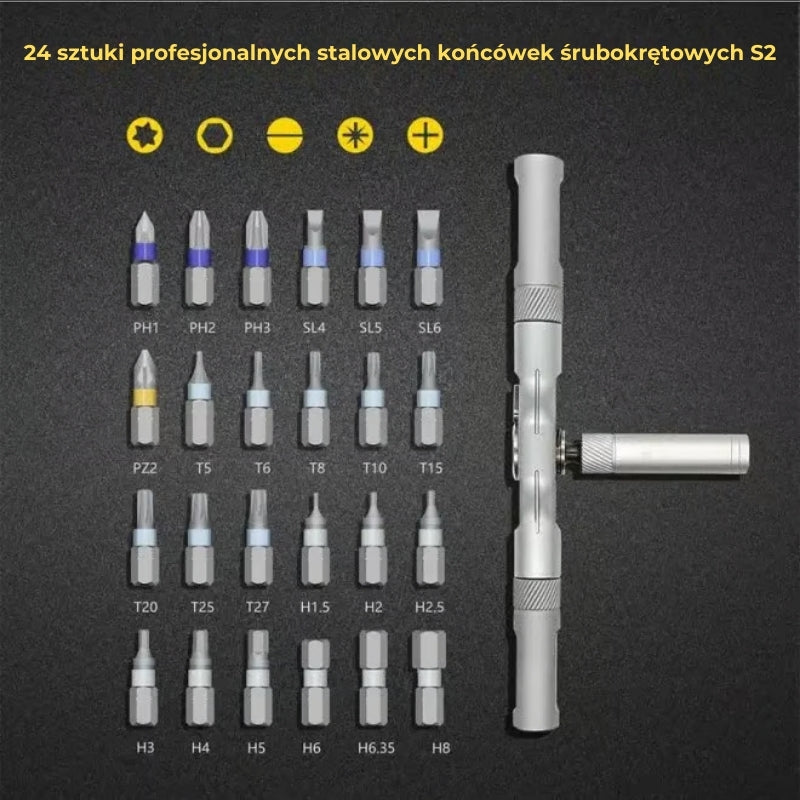 Zestaw śrubokrętów 24 w 1 (kompaktowy i wielofunkcyjny)