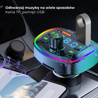 Samochodowy adapter Bluetooth (transmiter FM + ładowarka)