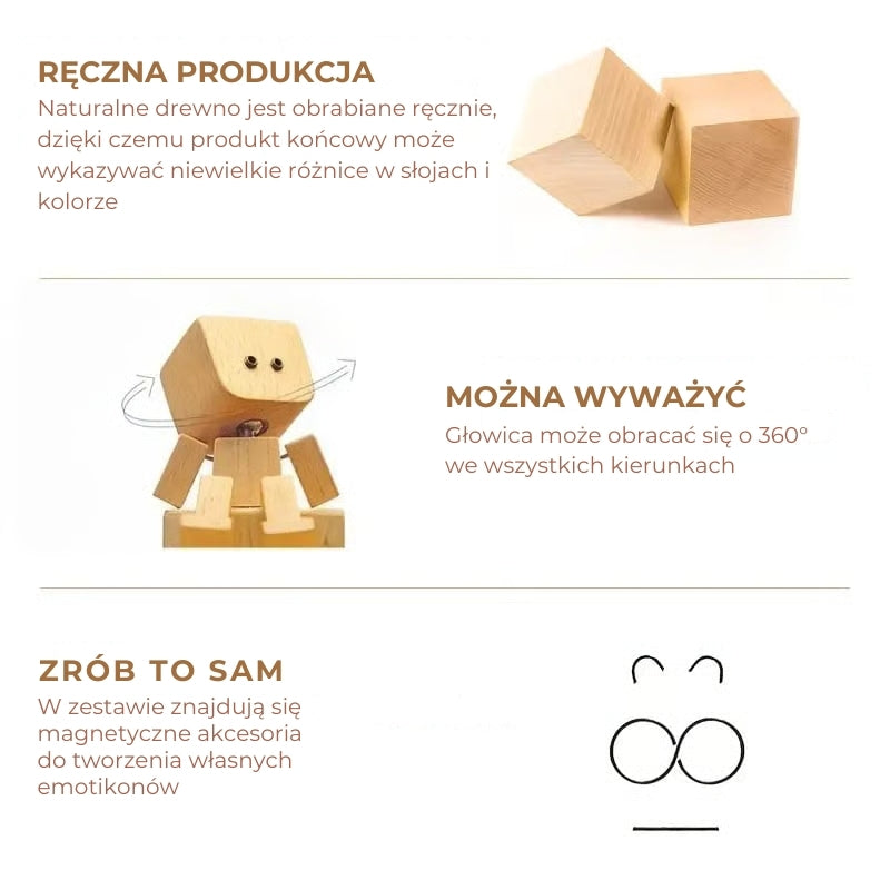 Urocza drewniana huśtawka z 12 magnetycznymi minami