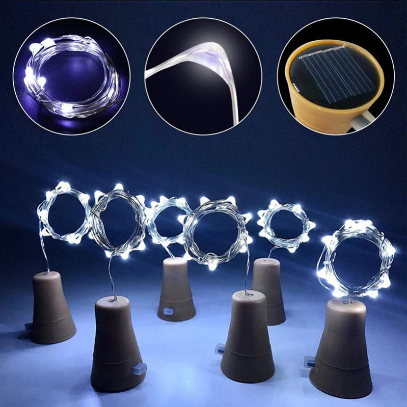 Solarne lampki LED w korku do butelki