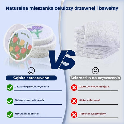 Chłonne gąbki z celulozy drzewnej z kwiatowym wzorem (5 szt.)