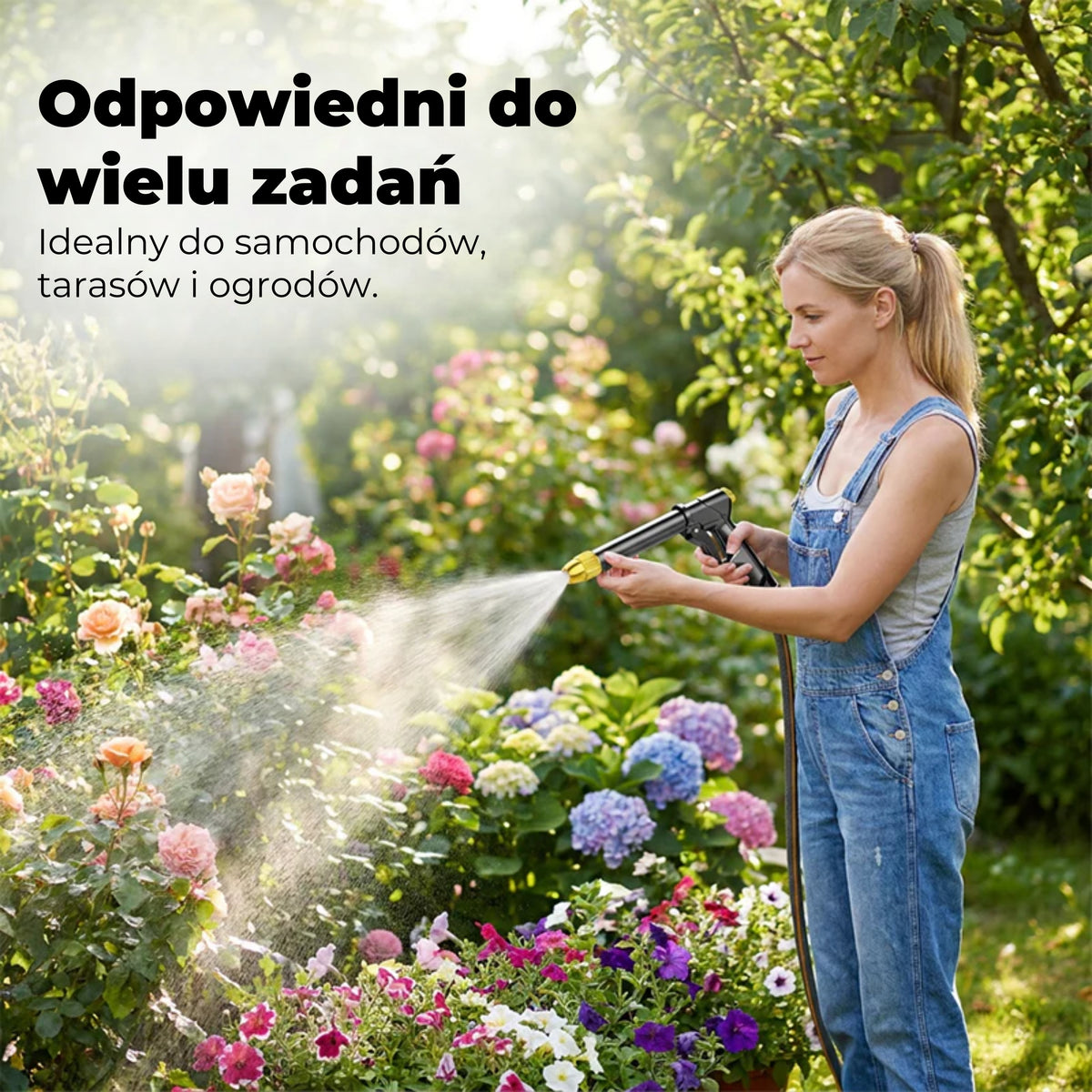 Pistoletowa końcówka do węża ogrodowego z dozownikiem piany