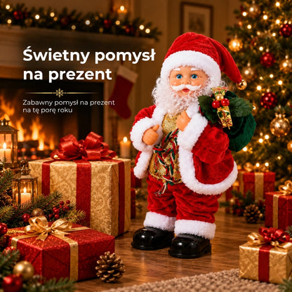 Tańczący Święty Mikołaj z muzyką
