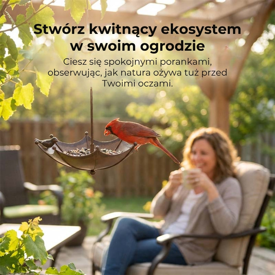 Wisząca karmnik dla ptaków w kształcie parasola