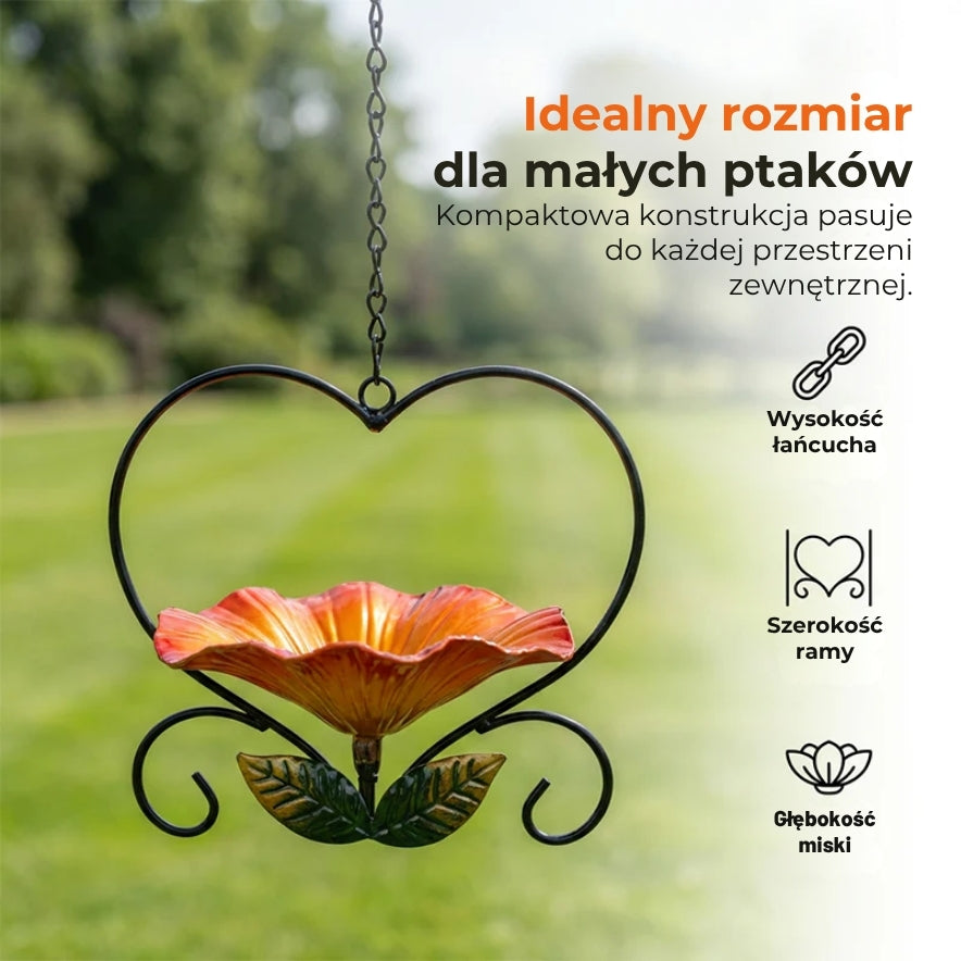 Wiszący karmnik dla ptaków z motywem kwiatowym