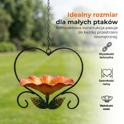 Wiszący karmnik dla ptaków z motywem kwiatowym