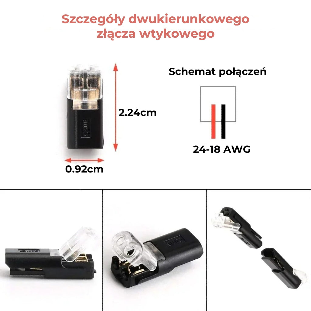 Dwużyłowe złącze przewodów z blokadą (20 sztuk)