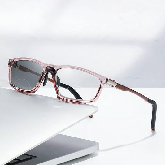 Dwuogniskowe okulary do czytania - Konstrukcja 2 w 1 (okulary przeciwsłoneczne) - Anty-UV / Anty niebieskie światło - Okulary ciemnieją w świetle słonecznym