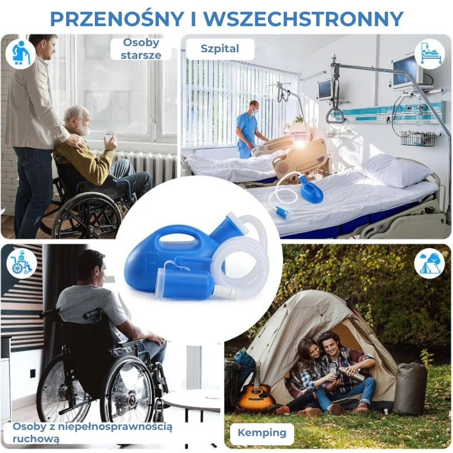 Przenośny pojemnik na mocz z wężem