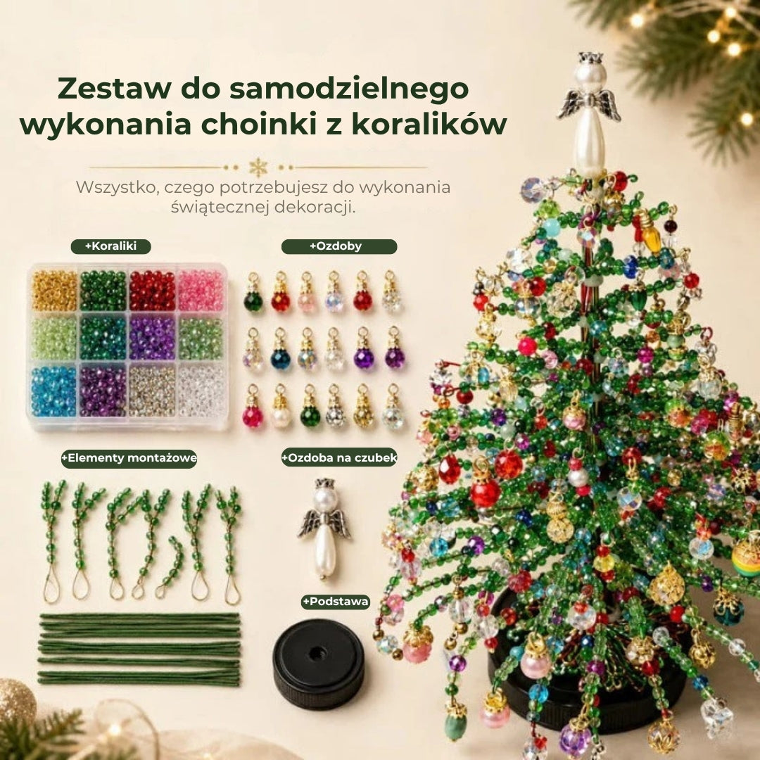 Zestaw do samodzielnego wykonania choinki z perełek