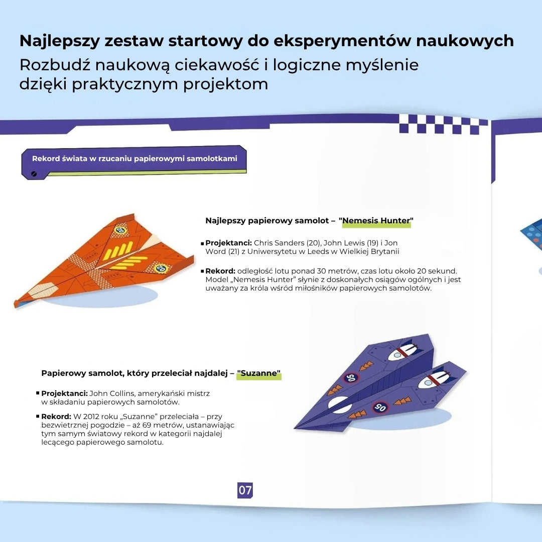 Kreatywne papierowe samoloty do samodzielnego wykonania – zestaw 16 sztuk