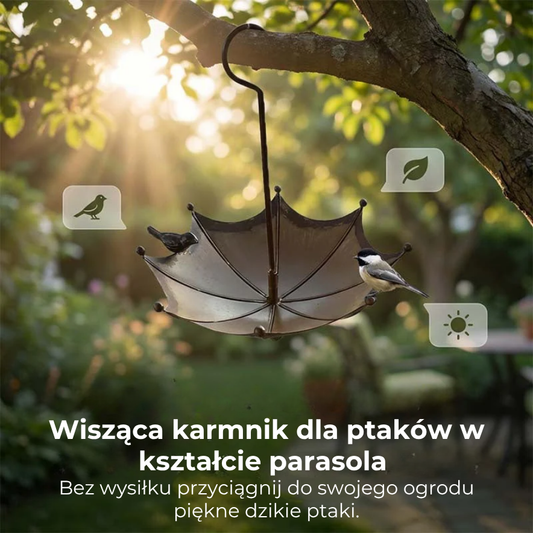 Wisząca karmnik dla ptaków w kształcie parasola