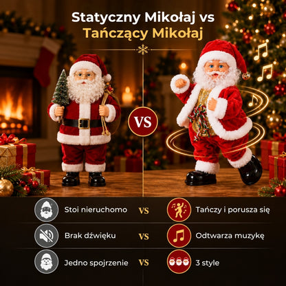 Tańczący Święty Mikołaj z muzyką