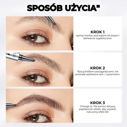 Wodoodporny pisak do brwi z 4 końcówkami