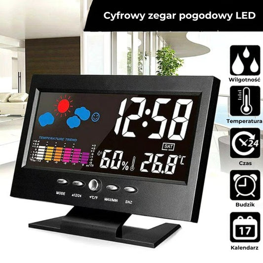 Cyfrowy zegar pogodowy LED