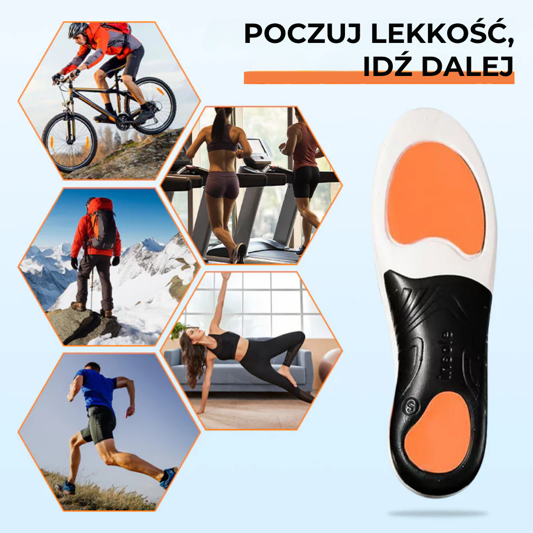 Sportowe wkładki z amortyzacją i podparciem łuku stopy