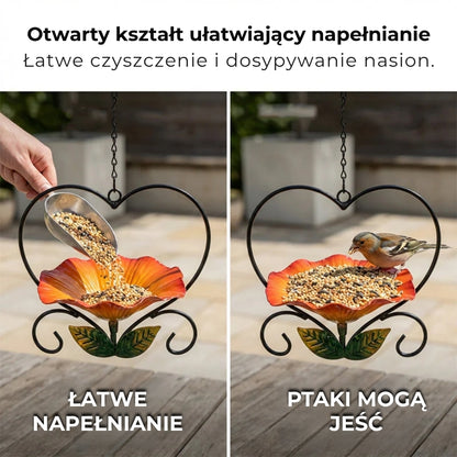 Wiszący karmnik dla ptaków z motywem kwiatowym