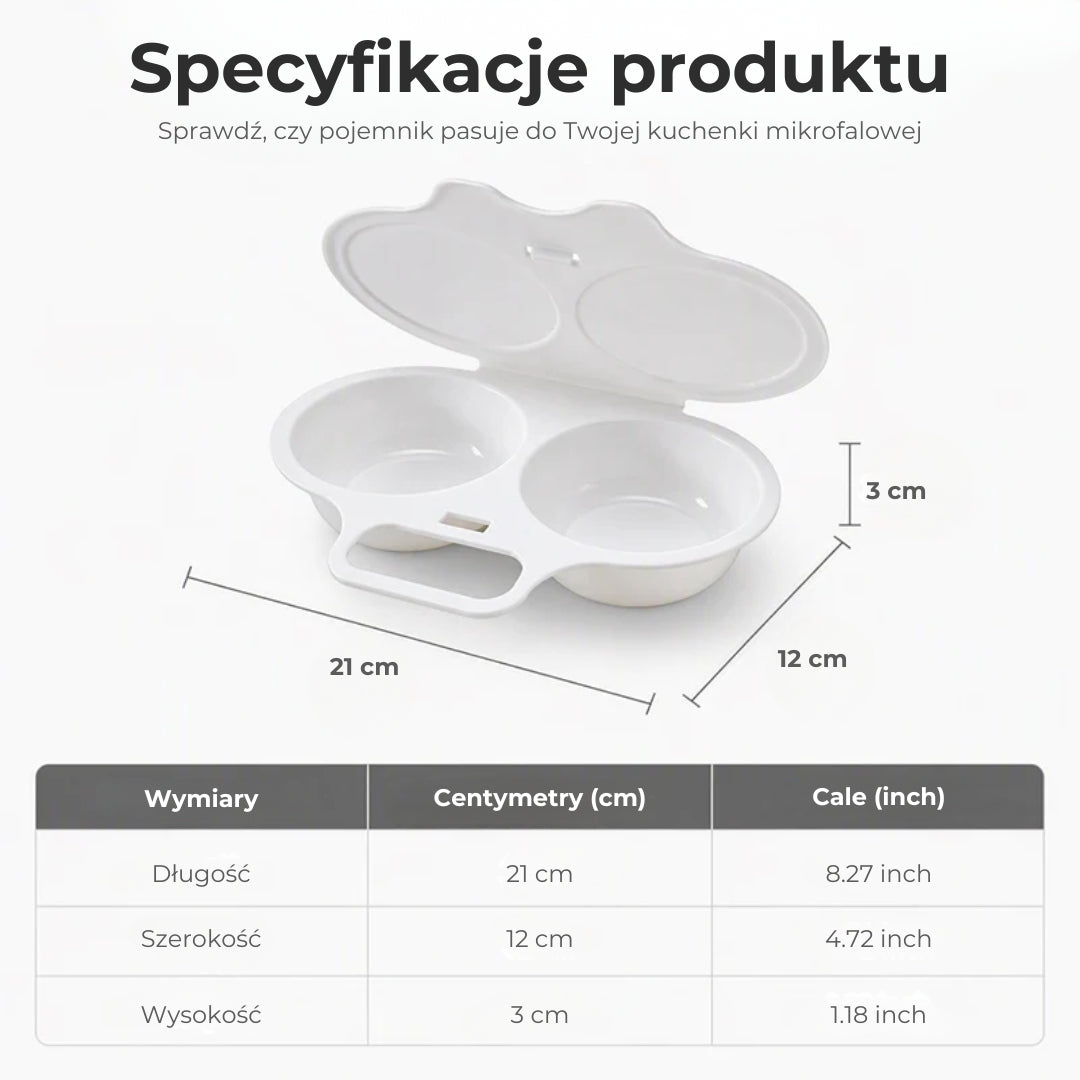 Forma do gotowania jajek w kuchence mikrofalowej z pokrywką i uchwytem