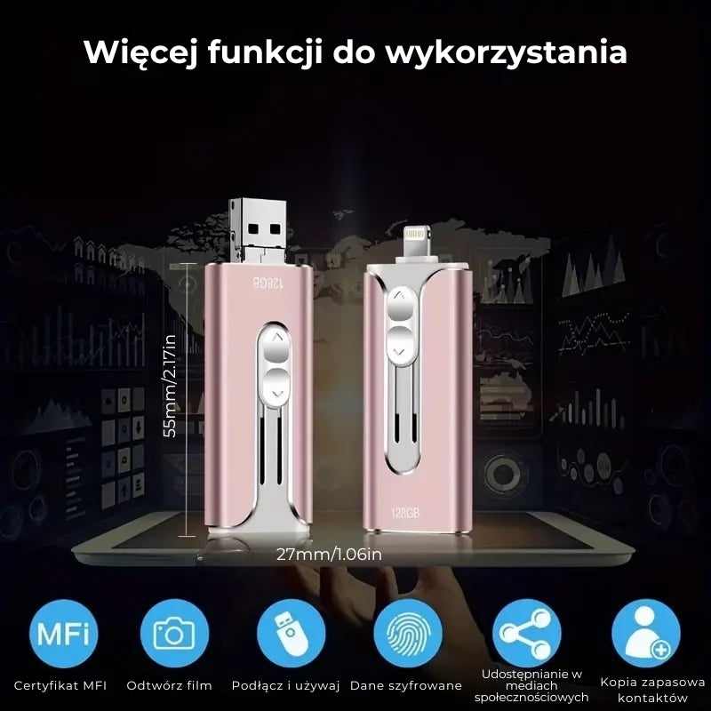 32-256 GB Micro USB + Lightning + USB 3.0 4 w 1 Mobilny dysk U-Disk