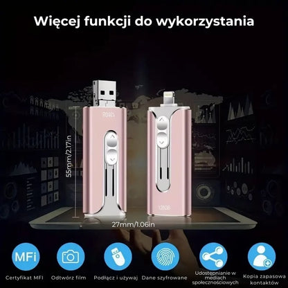 32-256 GB Micro USB + Lightning + USB 3.0 4 w 1 Mobilny dysk U-Disk