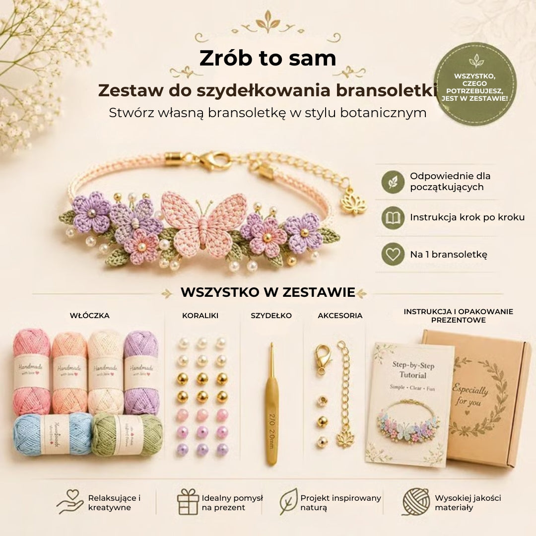 Zestaw do szydełkowania bransoletki „zrób to sam”