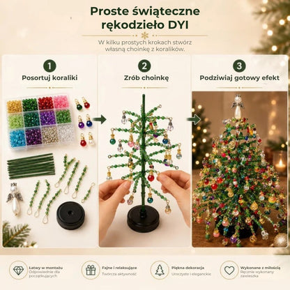 Zestaw do samodzielnego wykonania choinki z perełek