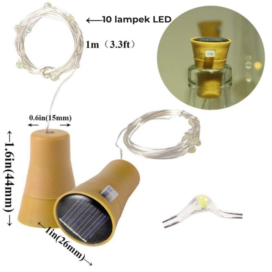 Solarne lampki LED w korku do butelki